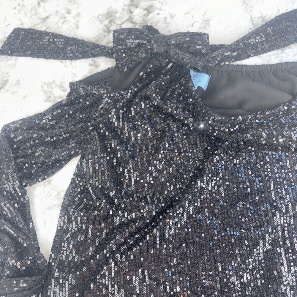 NWT NEW CeCe Rich Black Sequin Long Sleeve Dressy Party Top Size S - Picture 7 of 15